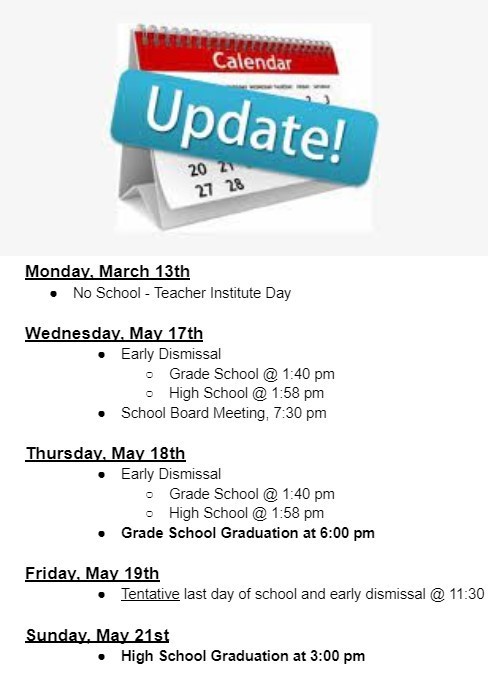 Calendar Changes